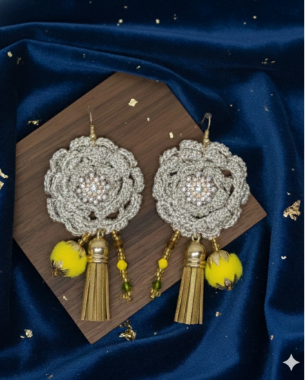 Háčkované  dizajnové náušnice "Dizajn pre všetky zmysly"